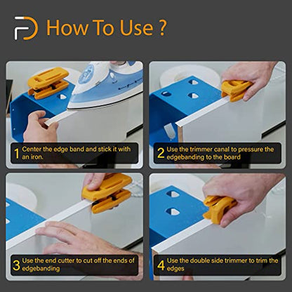 Furndiy 3in1 Edge Banding Trimmer - Edgebanding Trimmer - Edgebanding Cutter - Veneer Cutter - Melamine Trimmer - Melamine Cutter - Edgebanding Trimming - Double Edge Trimmer - Woodworking Tool - color: Orange