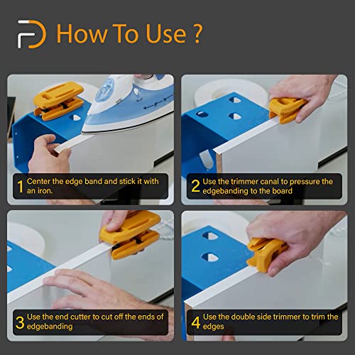 Furndiy 3in1 Edgebanding Trimmer & Spare Knives SET - Edgebanding Cutter - For Melamine Edgebanding - Melamine Cutter - Edge band Trimming - Double Edge - Based in USA - color: 3 in 1 Trimmer + Spare Knives