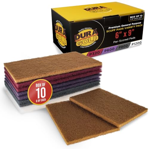 Dura-Gold Premium 6" x 9" 10 Scuff Pad Variety Pack, 2 Each Maroon, Gray, - color: Assorted