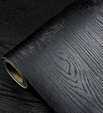 tiltil Black Wood Peel and Stick Wallpaper Wood Contact Paper 17.7" × 590" - size: 17.7" x 590"