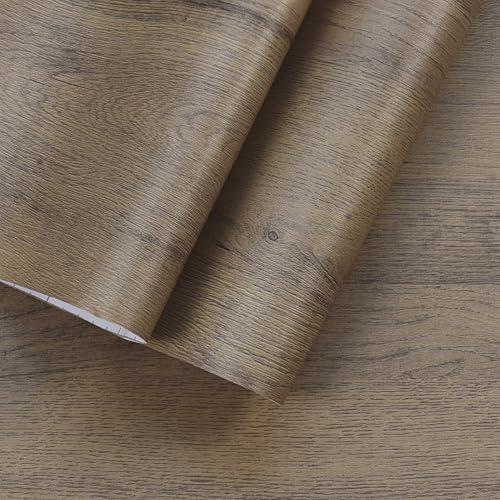 48''x354'' Large Wood Wallpaper Brown Wood Contact Paper Self Adhesive Wood Grain Contact Paper for Furniture Countertops Bubble Free Design Thick Removable Waterproof Top Vinyl Wrap - color: Brown, size: 48" x 354"