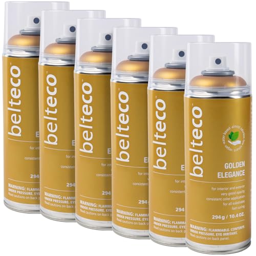 Gold Spray Paint 6 Pack | Water-based Antique Gold Spray Paint - color: Golden Elegance Semi Gloss, size: 11.29 Ounce (Pack of 6)