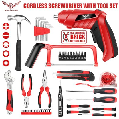 JENABOM 3.6V Cordless Electric Screwdriver Set, Home Tool Set