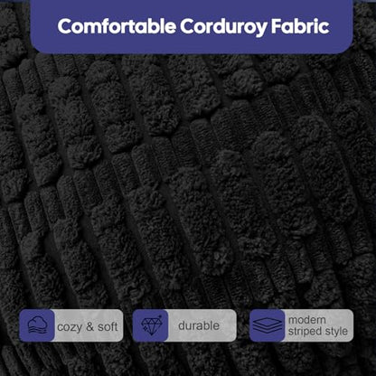 idee-home Rocking Chair Cushions Indoor, Thick Tufted Rocker Chair Cushions - color: Solid Black, size: 28 X 19 X 4 In & 16 X 19 X 4 In