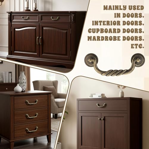 2 Pcs 4.17'' Bail Pull Drawer Handles, Dresser Handles Vintage Vintage Cabinet Pull Bronze Tone Dressers Drawers-Pull Zinc Alloy Vintages Drawer Pulls Bail-Pull Handle for Doors Cupboard Chest Drawers