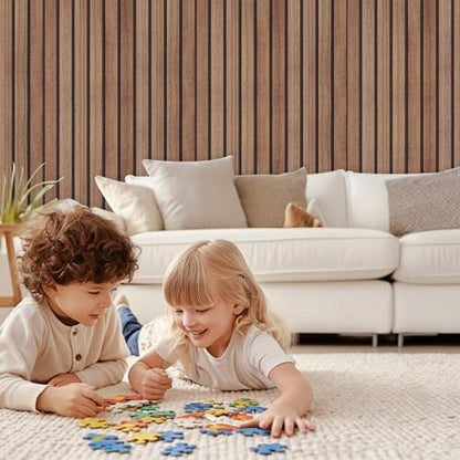 Wood Slat Peel and Stick Wallpaper Brown Wood Panel Wallpaper for Bedroom - color: Brown, size: 17.7" x 118"