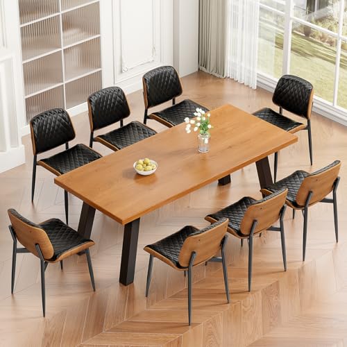 REONEY Dining Chairs Set of 4, Mid-Century Modern Kitchen Chairs, Black - color: Black Diamond Plaid