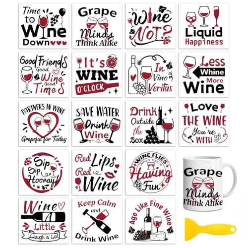 Peacoblue Wine Humorous Text Rub On Transfers for Craft, Transfer Sticker - style: Wine Humorous Text