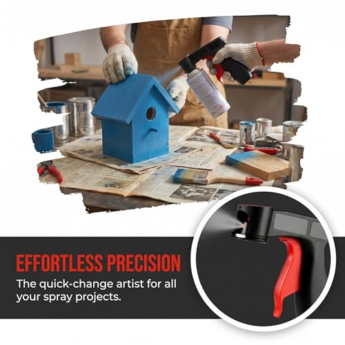 Instant Aerosol Trigger Handle Can-Gun, Converts Spray Cans to Spray Guns -Full Hand Grip, Reusable, Easy Clip-On/Off, for Paint Adhesives and Lubricants (2-Pack)