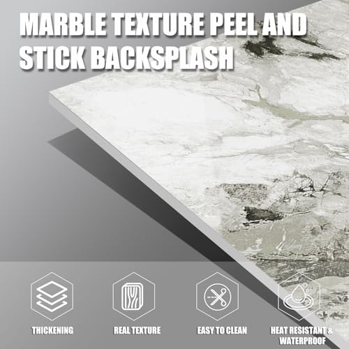 Marble Peel and Stick Backsplash 23.6 x11.8 in, 10PCS - color: Green-White Marble