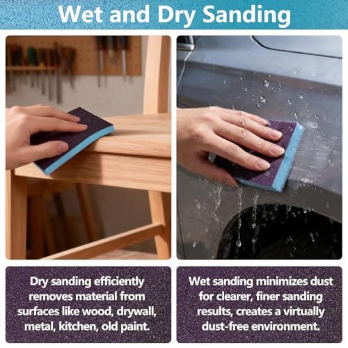 18 Pack Wet Dry Sanding Sponge Set, 240 Grit Foam Blocks Sandpaper - style: 240 Grit