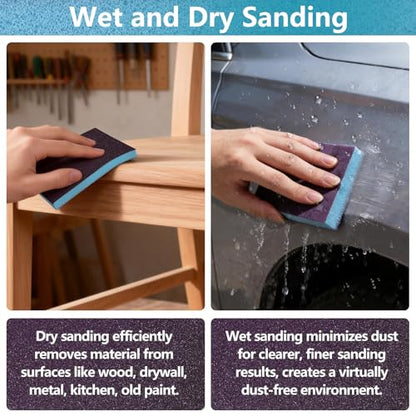 18 Pack Wet Dry Sanding Sponge Set, 180 Grit Foam Blocks Sandpaper - style: 180 Grit