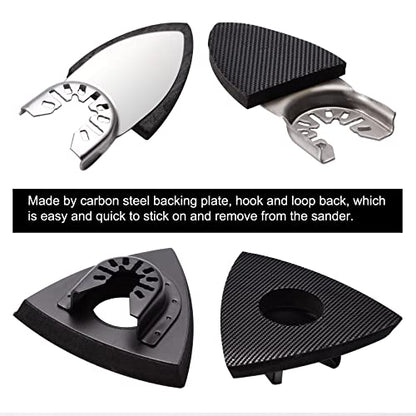105PCS Oscillating Tool Detail Sanding Pads Kit, 3Pcs Triangle and 2Pcs Finger Sanding Pad, 100Pcs Multitool Sandpaper, Grit Fit for Finishing Wood Sanding Plaster - size: 105 pcs Triangle and Finger Sanding Pads