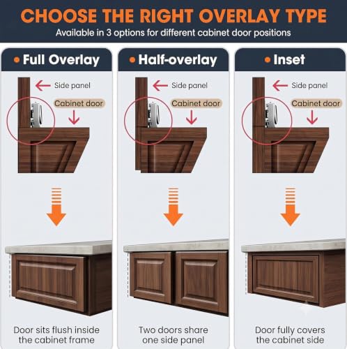 Lazy Susan Hinges, 180° & 135° Half-Overlay Corner Cabinet Hinges 4PCS - size: half-overlay