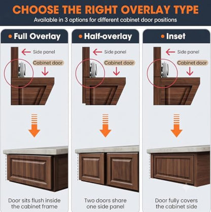 Lazy Susan Hinges, 180° & 135° Half-Overlay Corner Cabinet Hinges 4PCS - size: half-overlay