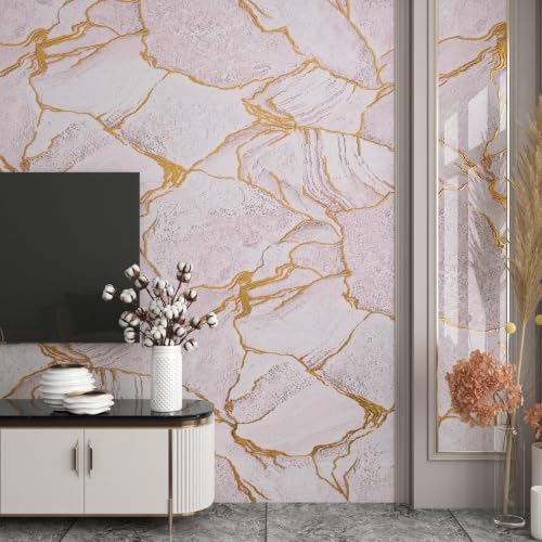 LaCheery 157"x24" Pink Marble Countertop Peel and Stick Wallpaper Kitchen Counter Contact Paper Marble Vinyl Wrap for Countertops Waterproof Renter Friendly Removable Bathroom Countertop Covering Roll - size: 24" x 157"