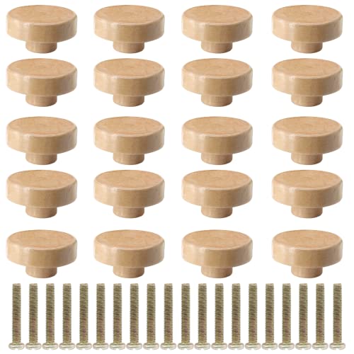 Litoexpe 20 Pieces Natural Wood Cabinet Knobs