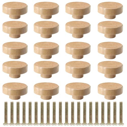 Litoexpe 20 Pieces Natural Wood Cabinet Knobs