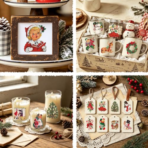 Christmas Rub On Transfers for Crafts Vintage Christmas Decals Stickers