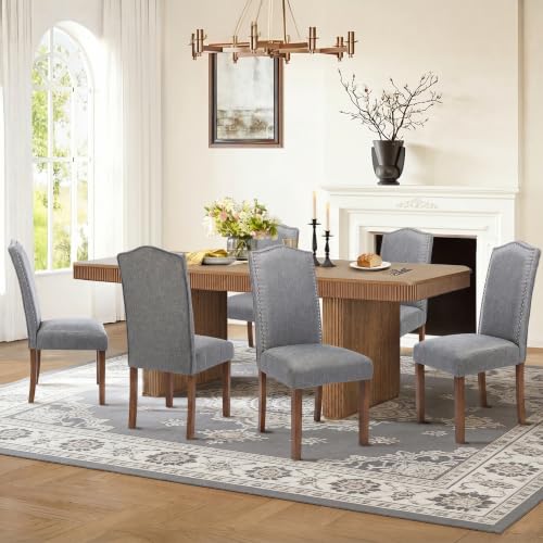 Upholstered Dining Chair Modern Stylish Kitchen Diner Fabric Set of 6 - color: Grey, size: Set of 6
