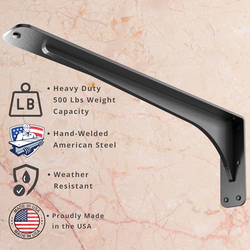 Starby Gladiator Series Solid Heavy Duty Welded 500 Lb Low Profile Granite Countertop Support Shelf Brackets Floating Shelf Discrete Slim 500 LB Capacity (2 Pack) (7" x 19" x 2.5") - size: 7" x 19" x 2.5"