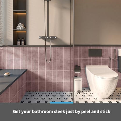 Art3d 11.4 x 9.1 in Faux Marble Peel and Stick, Backsplash Tile, Pink - color: Pink