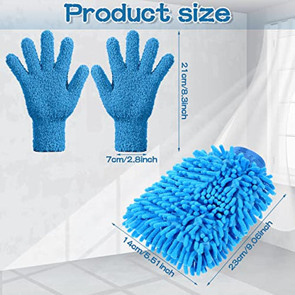 Potchen 6 Pcs Microfiber Dusting Mitt Glove for Plant - color: Pink, Blue