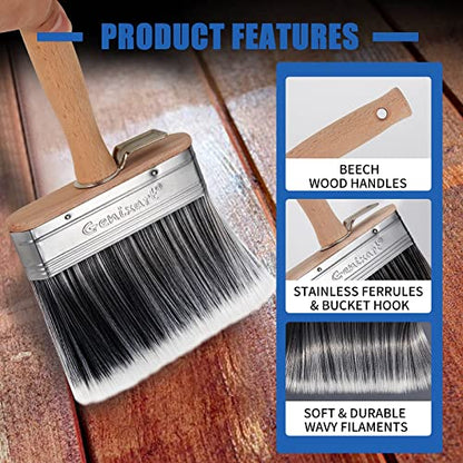 Genixart Deck Stain Brush for Wood, Lime Wash Paint Brush, 5-inch