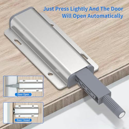 15 Pack Push Open Door Latch - Heavy Duty Aluminum Magnetic Cabinet Latch, Touch Release Hardware for Hidden Doors, Kitchen Drawers and Closets, Handle-Free Push to Open Cabinet Catches - size: 15 Pcs Single Magnetic Push Latch