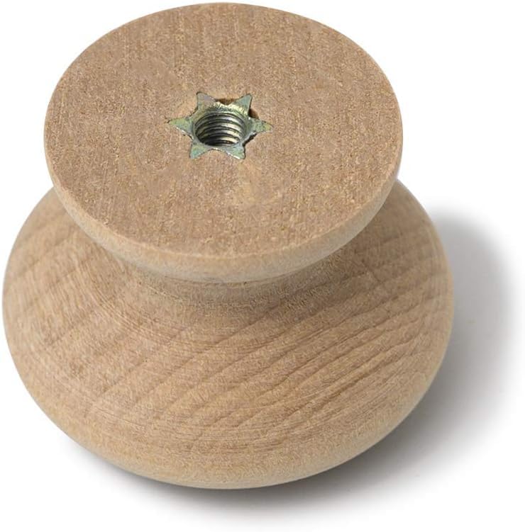 10 Pack Wooden Cabinet Knobs 35mm Wood Knobs Unfinished Round Mushroom Shape Wooden Door Knobs Drawer Knobs Dresser Knobs for Cupboard Wardrobe Furniture
