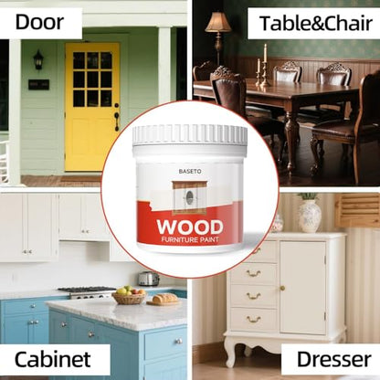 Wood Paint for Furniture, Durable Cabinet Countertop Paint Easy Application for DIY Projects, Wood, Metal, Home Decor and More(32OZ, White with Tools)