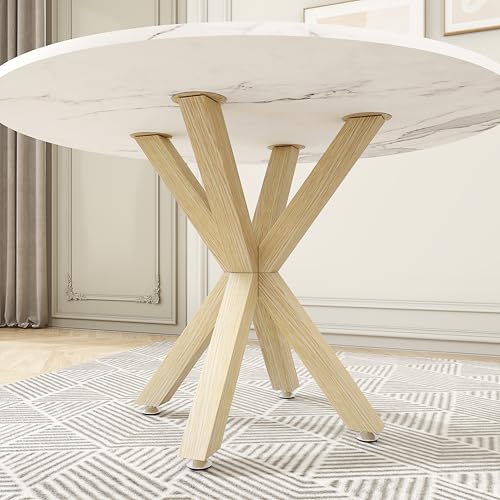 Metal Table Legs 28 Inch, Round Dining Table Base Fits Glass Marble Wood - color: Natural