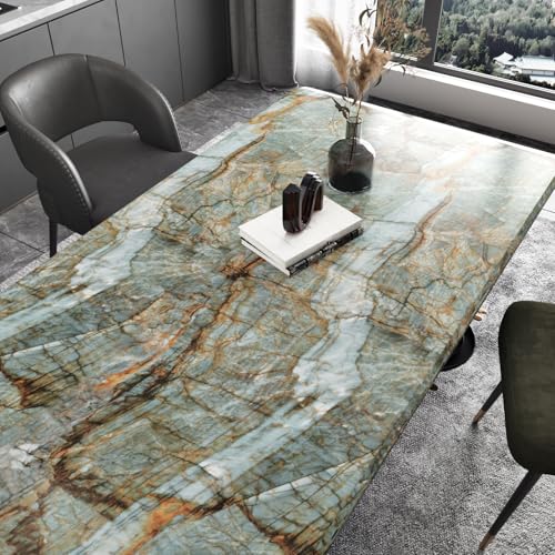 Wallercity Matte Blue/Brown Marble Contact Paper for Table Top Peel and Stick Countertops Granite Wallpaper for Bathroom Kitchen Cabinets Cupboards Waterproof Removable Vinyl Wrap for Desk 24x118 in - size: 24" x 118"
