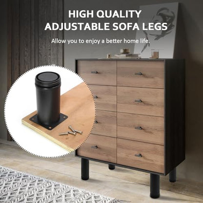 2.5 Inch Adjustable Furniture Legs, Set of 4, Black - size: 2.5 Inch / 60mm