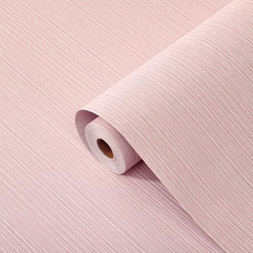 Grasscloth Textured Peel and Stick Wallpaper,Pink,24"x394" - color: Pink