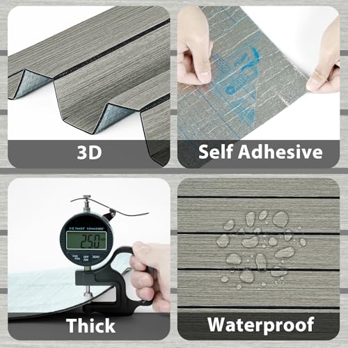 16.8"×118" 3D Grey Wood Wall Panels for Bedroom Living Room Liner - color: Gray