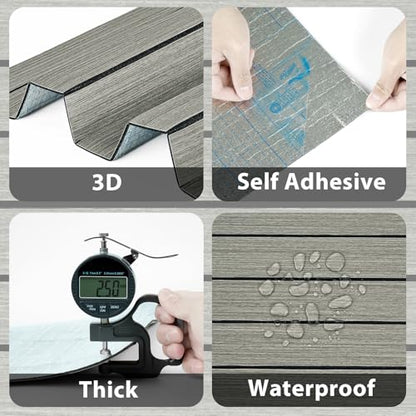 16.8"×118" 3D Grey Wood Wall Panels for Bedroom Living Room Liner - color: Gray