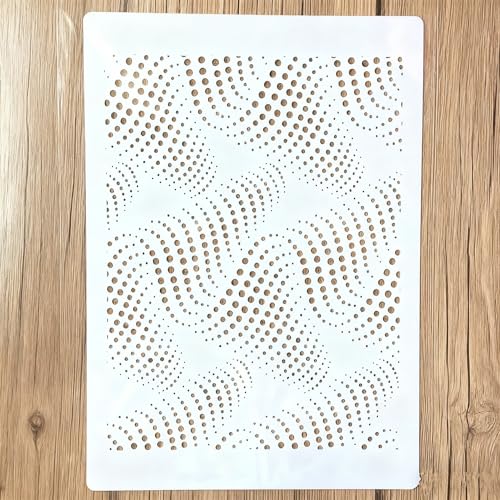 TIAMECH A4 Reusable Wavy Stencil for Painting - style: Wavy Dot
