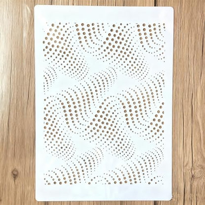 TIAMECH A4 Reusable Wavy Stencil for Painting - style: Wavy Dot