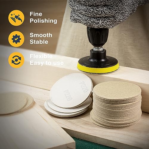 S SATC 50PCS 3 Inch Hook and Loop Sanding Disc 220 Grit Sanding Discs for Random Orbital Sander Aluminum Oxide Sandpaper Discs for Woodworking Automotive Metal - style: 220Grit 50 pack