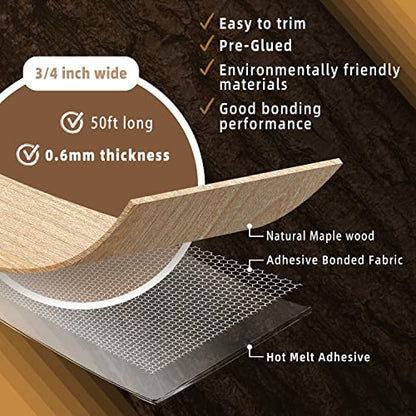 GSCIT Club Maple Edge Banding, 3/4 inch x 50ft roll of Veneer Edge Banding Preglued Flexible, Real Wood Tape Banding - color: Maple, size: 3/4"x 50ft