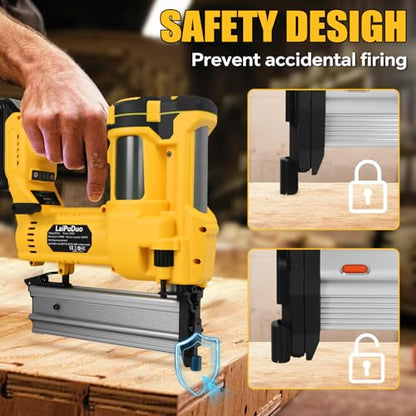 Cordless Brad Nailer Compatible with Dewalt 20V Battery, RexLeLXB 2-in-1 Pneumatic Staple Gun Nail Gun with 800 Nails, 18GA Staple Gun for Wood Working, Framing, Furniture & Upholstery Projects