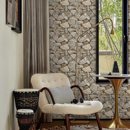 3D Peel and Stick Faux Stone Wall Panels 11.8" x 11.8" 10-Pack - color: Stone-SM-X