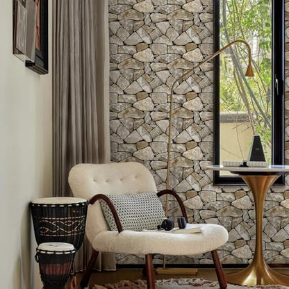 3D Peel and Stick Faux Stone Wall Panels 11.8" x 11.8" 10-Pack - color: Stone-SM-X