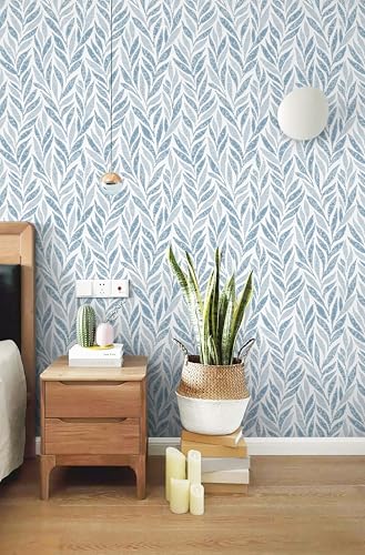 Safiyya 787"x17.3" Blue Peel and Stick Wallpaper Boho Contact Paper Modern Stick on Wallpaper for Bathroom Adhesive Kitchen Wall Paper Vinyl Rolls - color: Blue, size: 17.3" x 787"