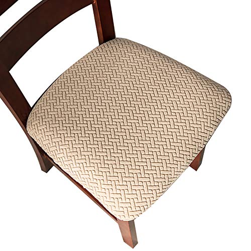 Genina Seat Covers for Dining Room Washable Chair Seat Slipcovers Set of 4 - color: Khaki, size: 16-20in Not waterproof