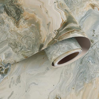 VaryPaper 15.7''x78.7'' Luxury Beige Liquid Marble Contact Paper for Countertops Waterproof Matte Marble Wallpaper Peel and Stick Countertop Vinyl Wrap Removable Granite Wallpaper for Kitchen Bedroom - size: 15.7" x 78.7"