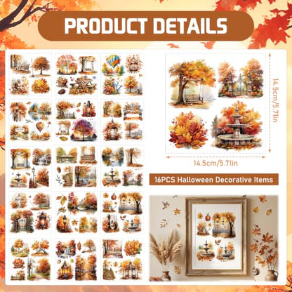16 Pcs Fall Rub on Transfers for Crafts Furniture 5.7x5.7 Inch - color: Fall