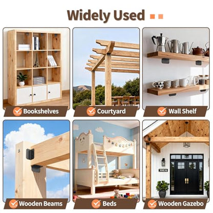 2x4 Inch 90 Degree Corner Bracket, 200 LBS, Black, 8 Pack - color: Black-8PCS