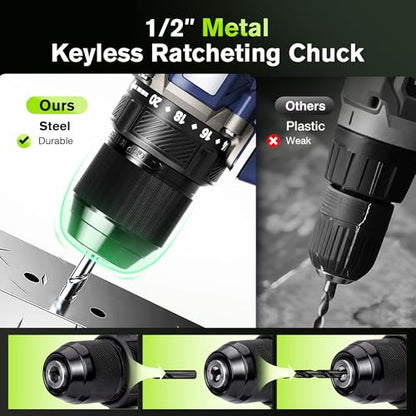 20V Max Brushless Cordless Drill Kit, 60 N·m, 1/2-Inch Keyless Chuck - color: Grau 2